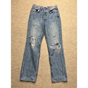 Denim Forum The Joni High Rise Loose Distressed Denim Jeans Size 26 W 29 L